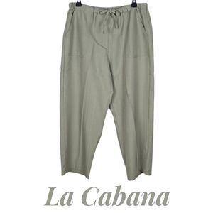 La Cabana Soft Flowy Light Olive Green Pants with Pockets, Size LP